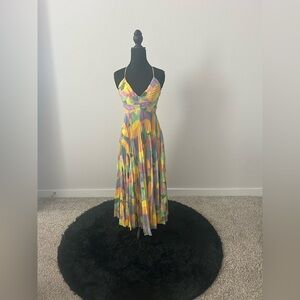 Astr Multicolor Pleated Maxi Dress in bright multicolored
